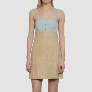 Sandro Mina Chambray & Tweed Mini Dress